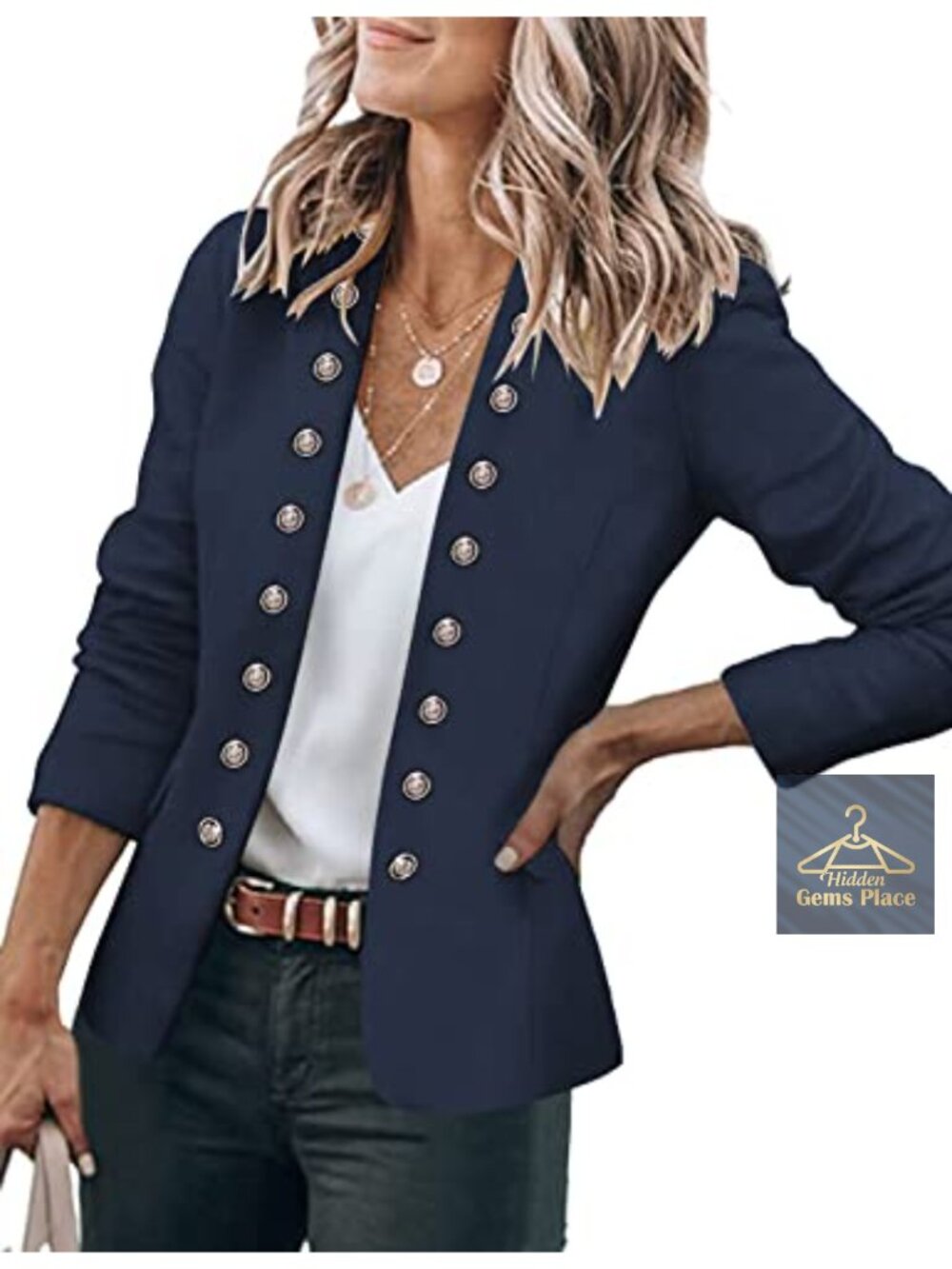 Women's Open Front Blazer Long Sleeve Business Casual Work Suit Jacket with